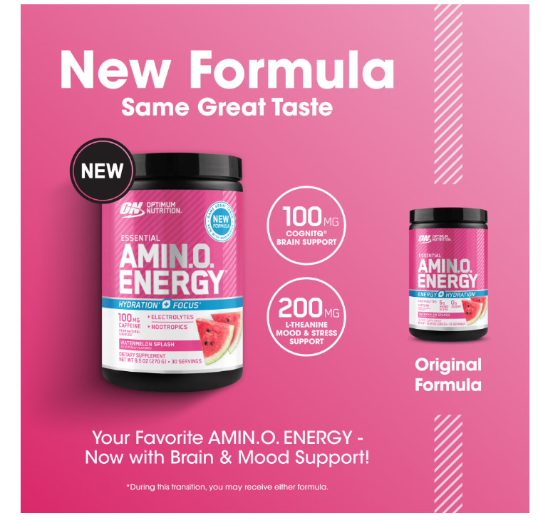 Optimum Nutrition Essential Amino Energy Hydration Plus Focus Powder, Watermelon