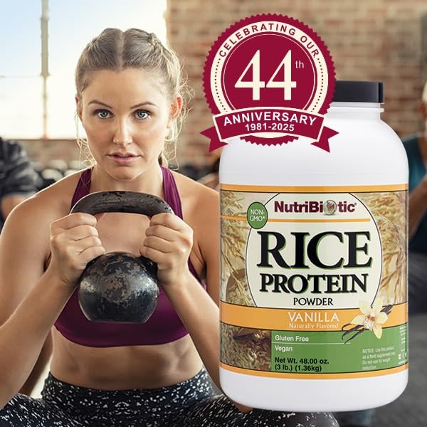 NutriBiotic Vanilla Rice Protein Powder, 3 Lb (1.36kg) – Low Carb, Keto, Vegan