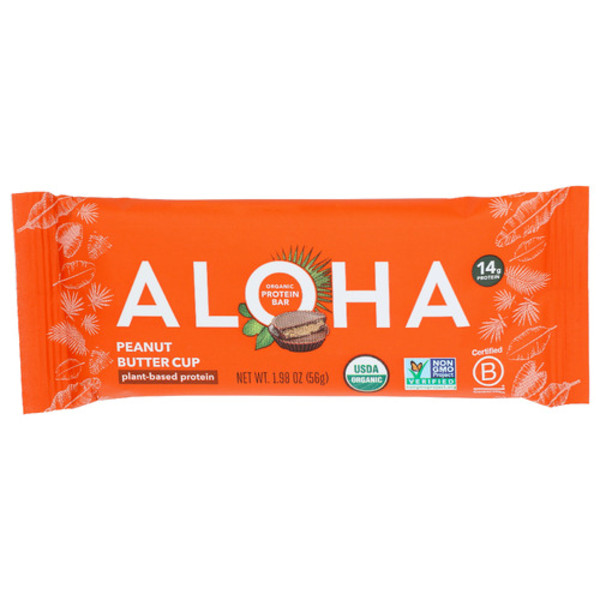 Aloha Organic Peanut Butter Cup Plant Based Protein Bar Pack of 4
