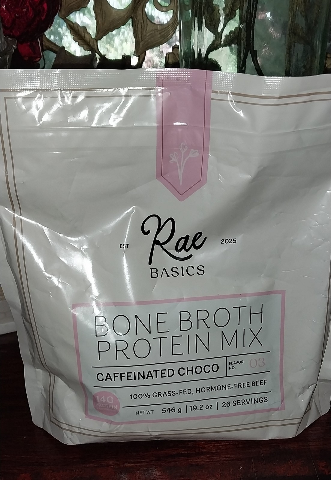 Rae Basics, Bone Broth Protein Mix, Caffeinated Choco 14g Protein per, 26 Serve