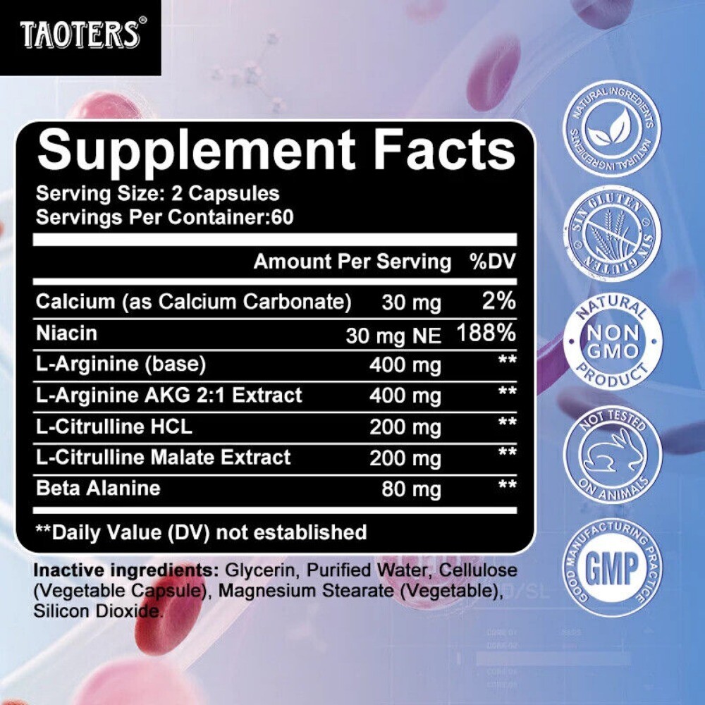 Nitric Oxide – Supports Healthy Blood Flow & Boost Circulation and Muscle Growth
