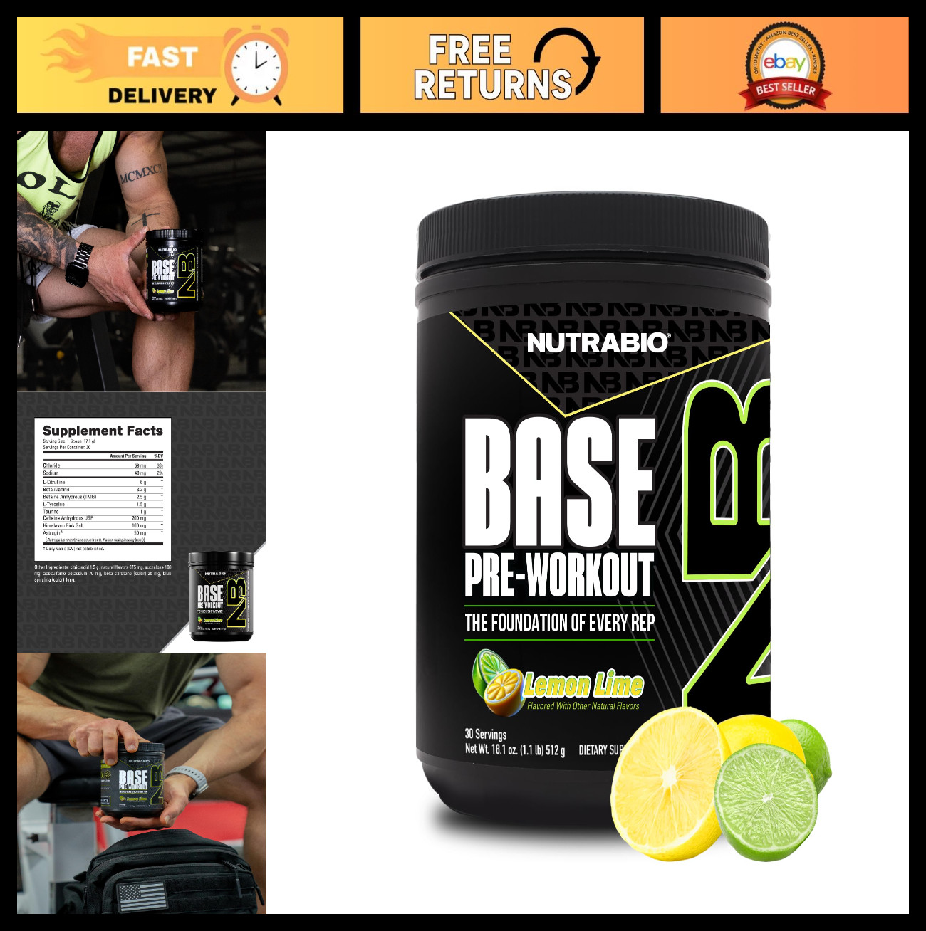 Pre-Workout Powder 200mg Caffeine, Sugar Free, Energy, Focus, Endurance, Pump –
