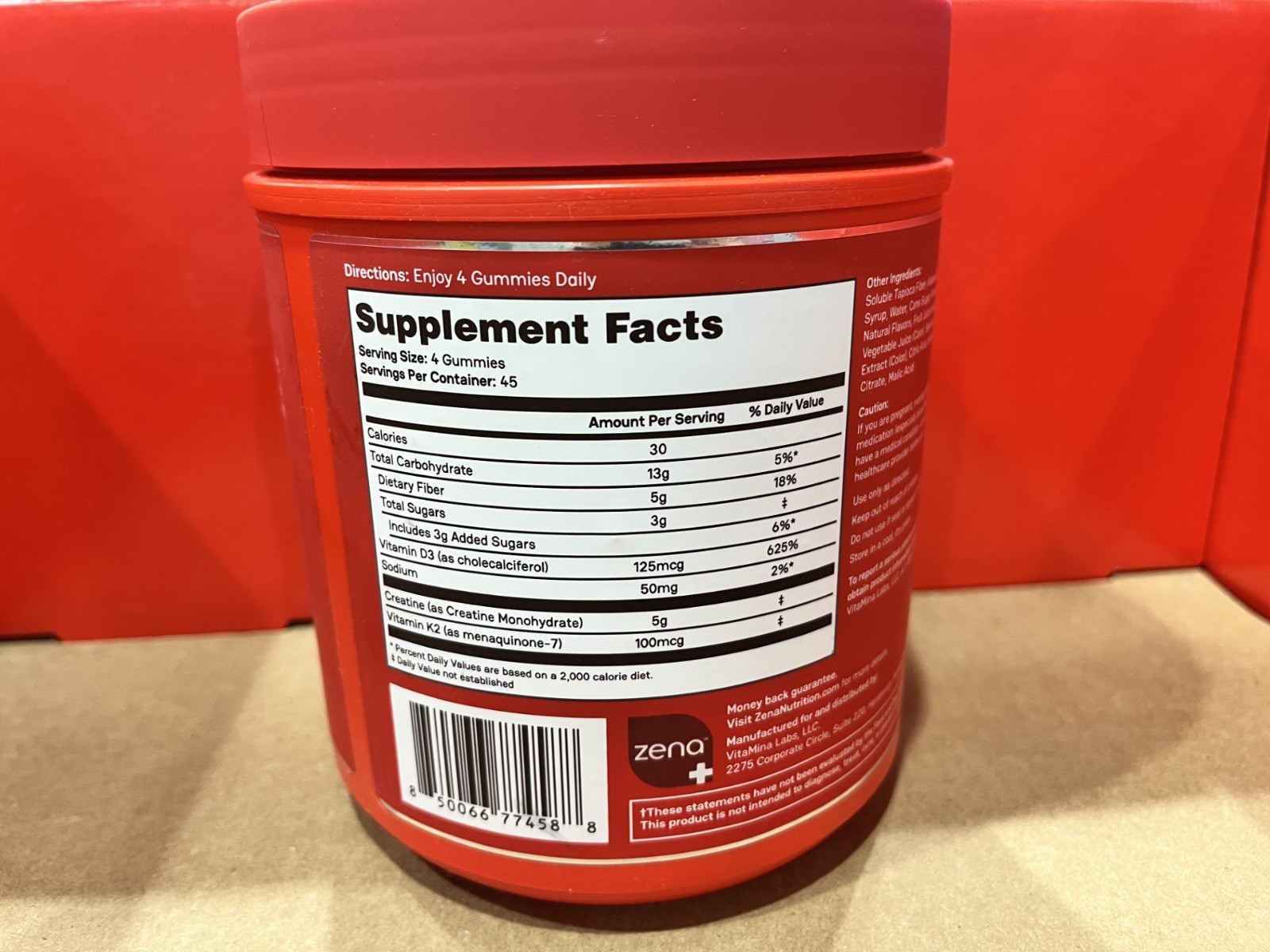 Zena Creatine Gummies D3 K2 Variety Pack Muscle Recovery Energy Supplement