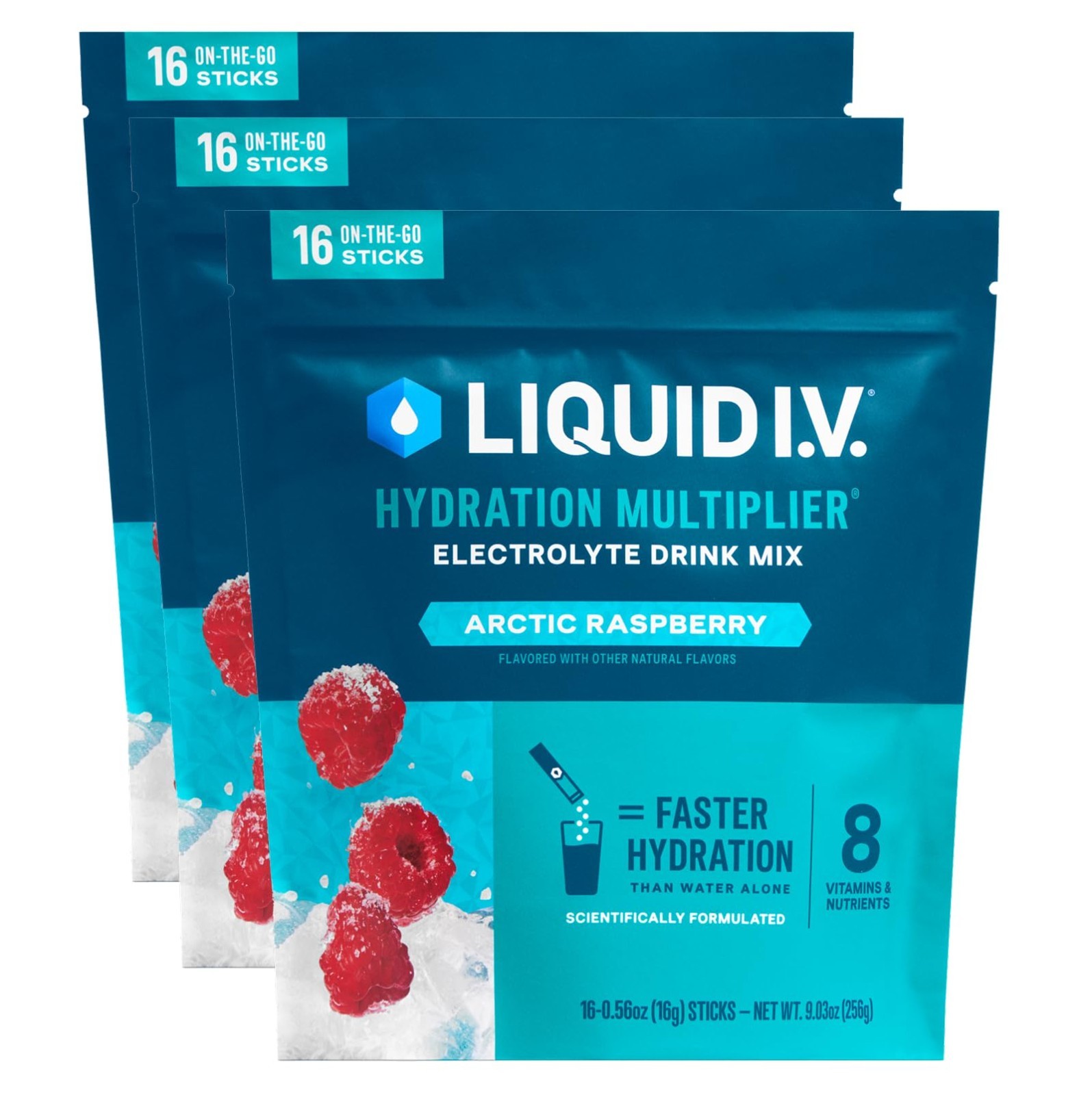 Hydration Multiplier Electrolyte Powder Drink Mix – Arctic Raspberry, 3 Pack (48