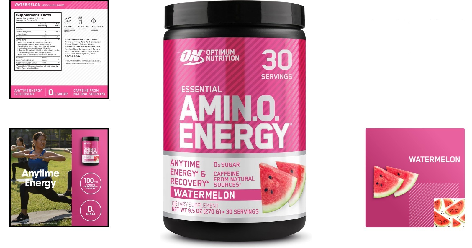 Amino Energy Pre-Workout Powder – Keto Friendly Watermelon Flavor, 30 Servings