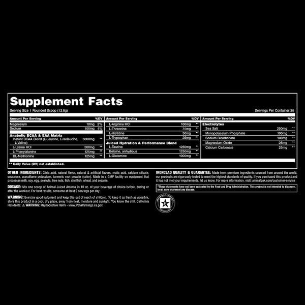 Animal Juiced Aminos 30 Servings BCAA EAA Recovery Powder Orange Flavor