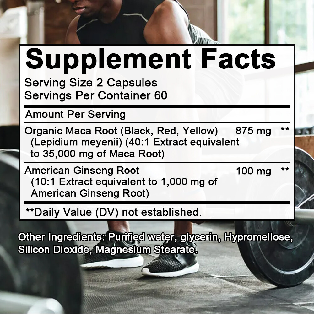 Maca + Ginseng Highest Potency Available Supports Desire Stamina – 30 To 120Caps