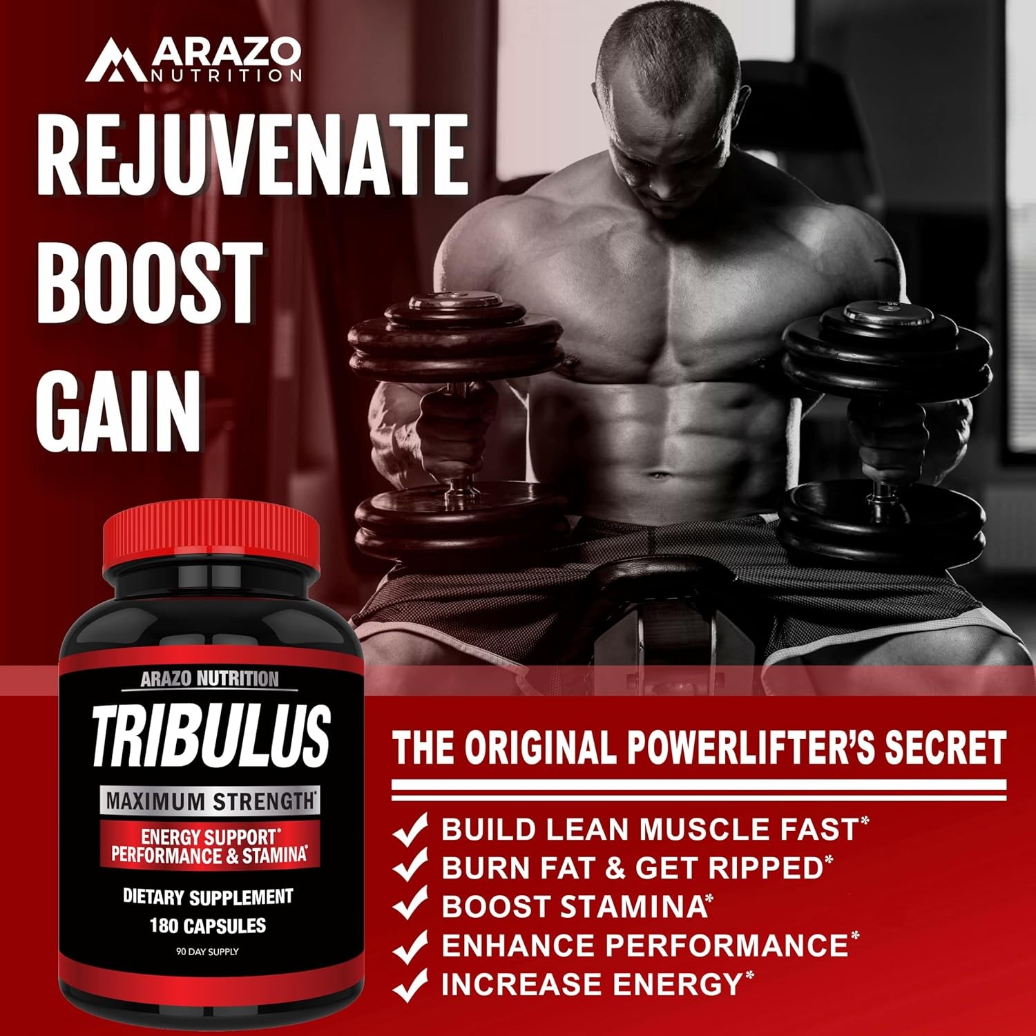 Arazo Nutrition Tribulus Terrestris 1500mg Extract Powder – 180 Capsules -…