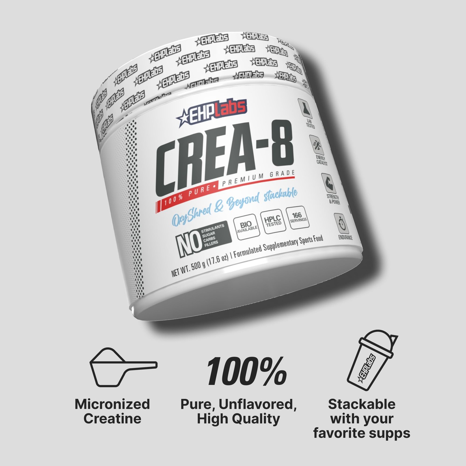 EHP Labs CREA-8 Micronized Creatine Monohydrate Powder – 100 Servings