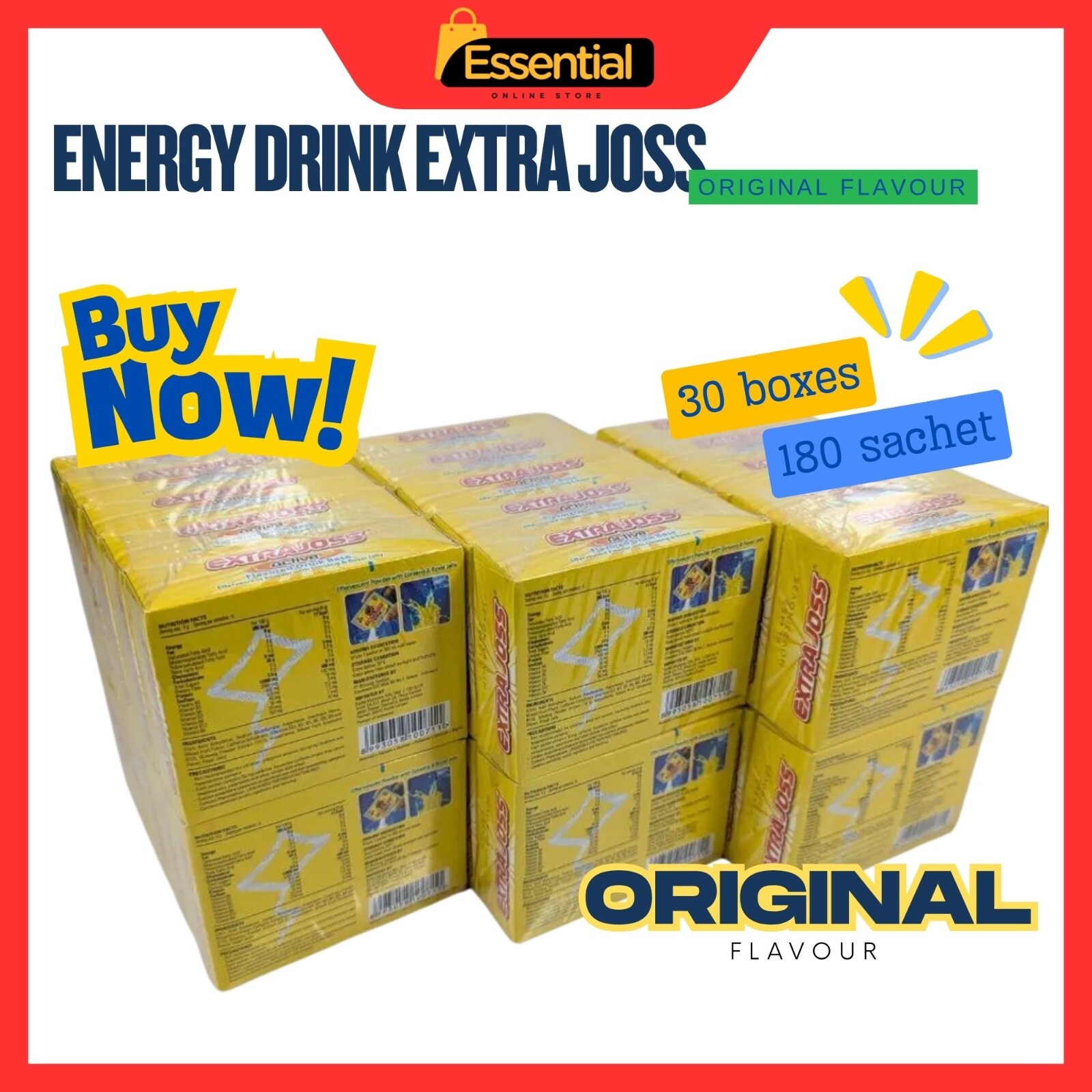 EXTRA JOSS Original Flavour 30 boxes (180 Sachets) Energy Drink Powder Booster