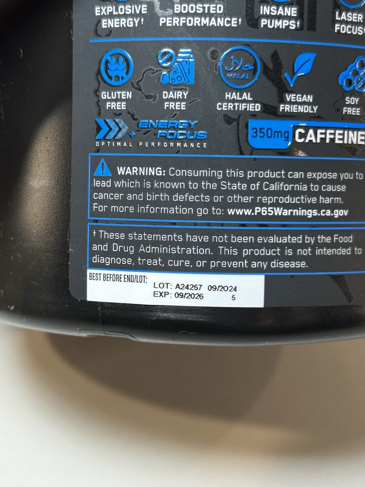 Abe All Black Everything Pre Workout Blue Raspberry 13.75oz Exp:9/2026 New 2 Tub