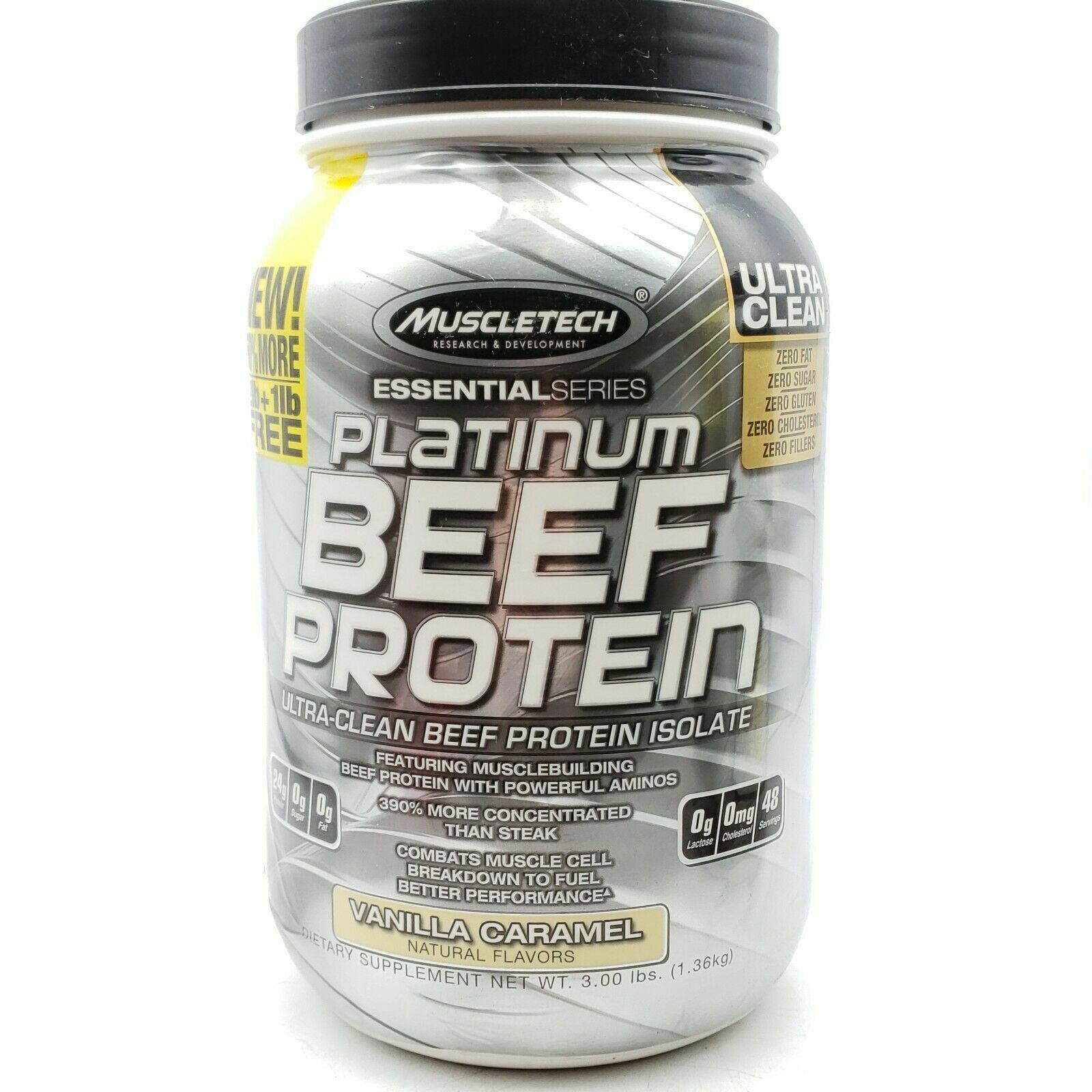 MuscleTech Platinum 100% Beef Protein, Ultra-Pure Hydrolyzed Beef Isolate 3lbs