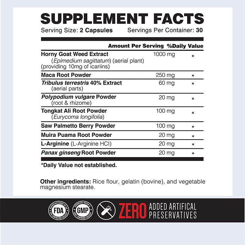 Natural Performance Enhancer with Muira Puama Root, Polypodium Vulgare Root
