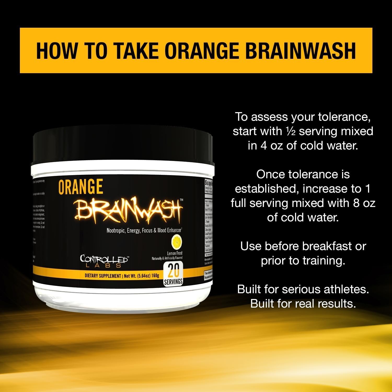 Controlled Labs Orange Brainwash Nootropic Energy Focus Gaming 20svg Lemon Frost