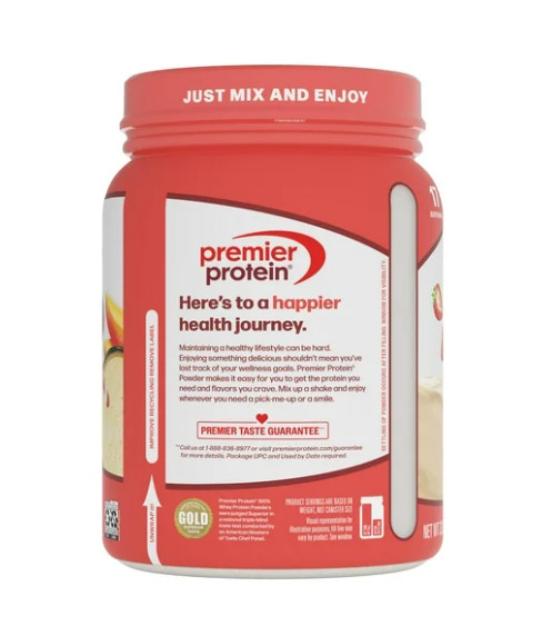 Premier Protein 100% Whey Protein Powder, Strawberry Milkshake, 1.7 lb
