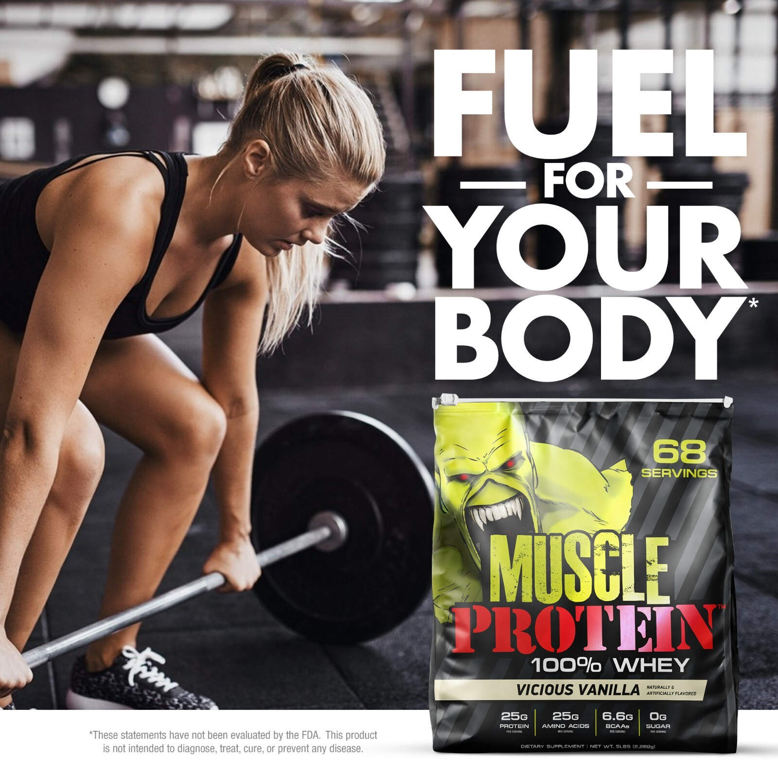 Muscle Whey Protein Powder Isolate, Gym, Bodybuilding Workout Supplement, 5LB