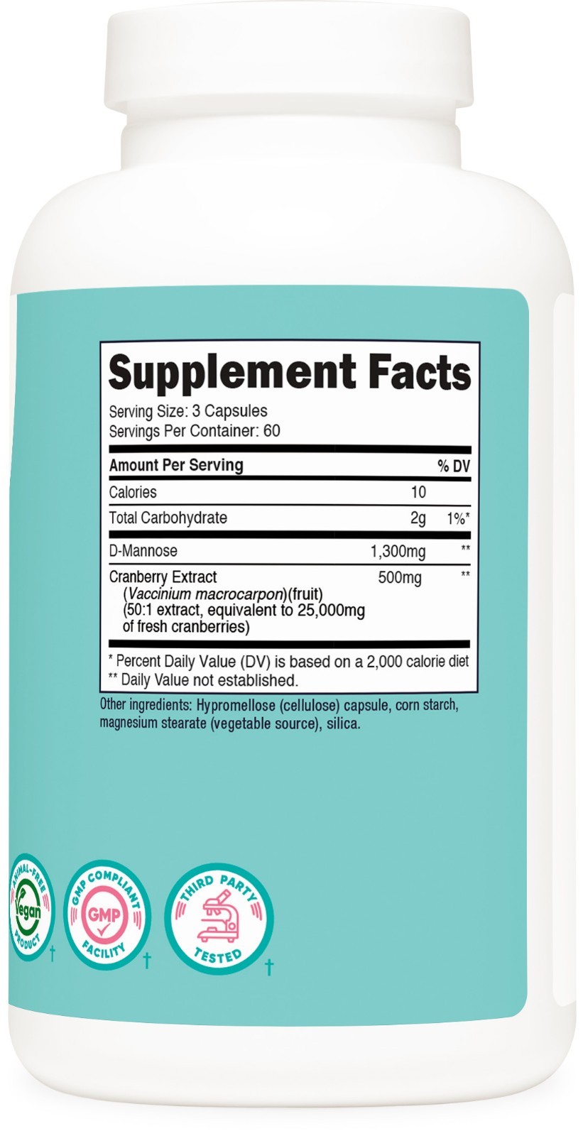 Nutricost D-Mannose with Cranberry Extract for Women 1300mg 180 capsules