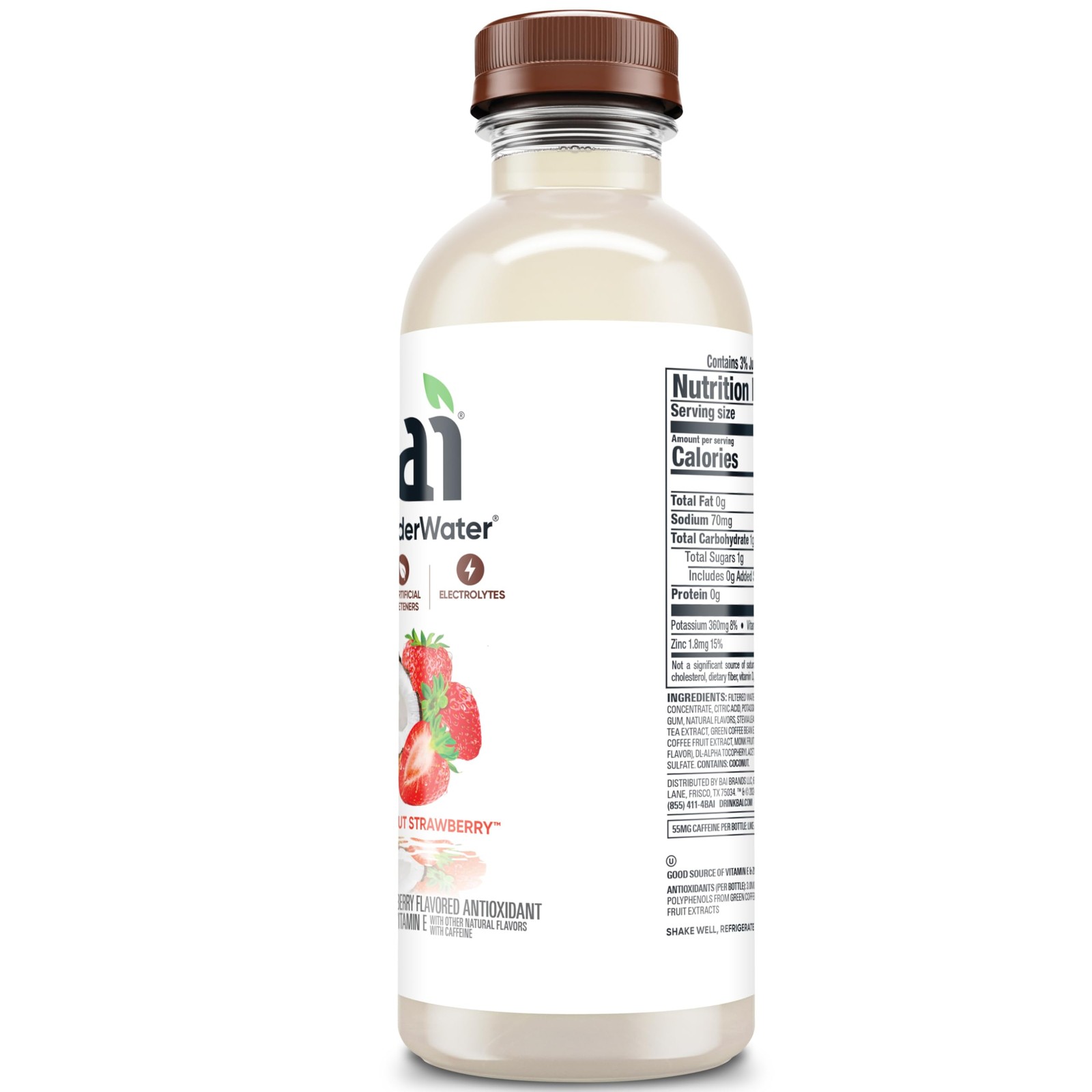 Antioxidant Infused Water Coconut Strawberry 18oz Bottle 12 Pack Beverage