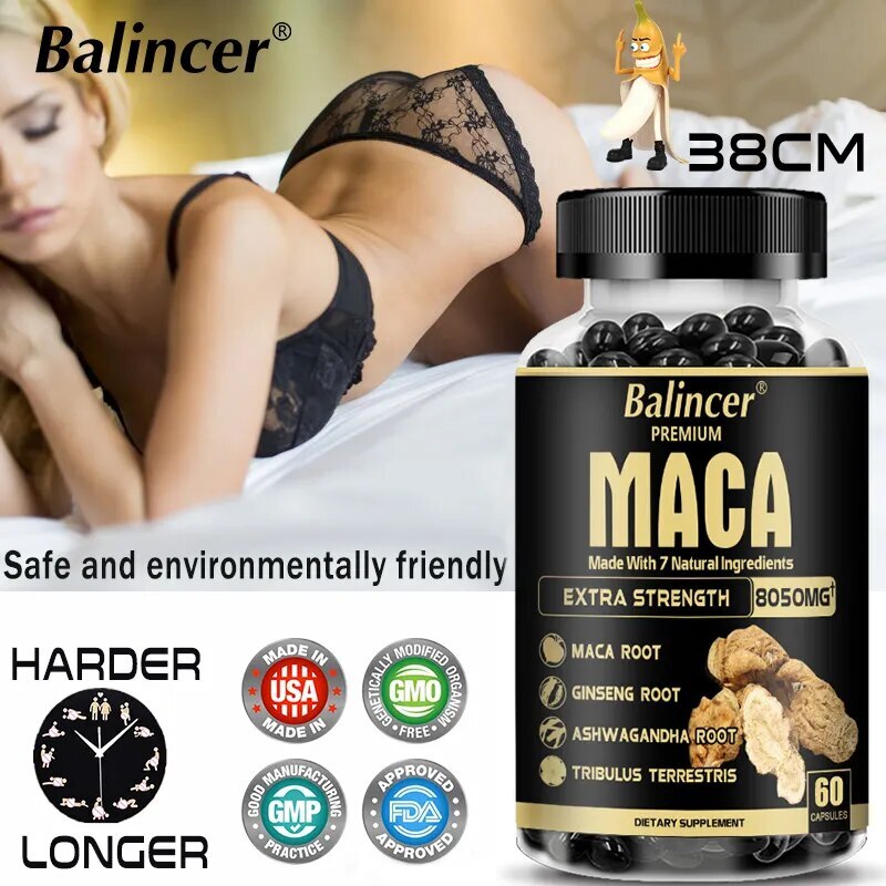 Organic Maca Root Extract 300mg, with Ashwagandha Root and Ginseng Root Vegan