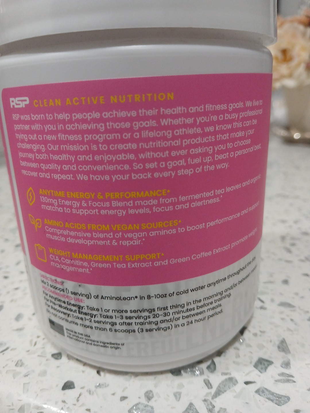 RSP Aminolean Energy Powder Drink Weight Supplement Pink Lemonade Exp 02-27 XX