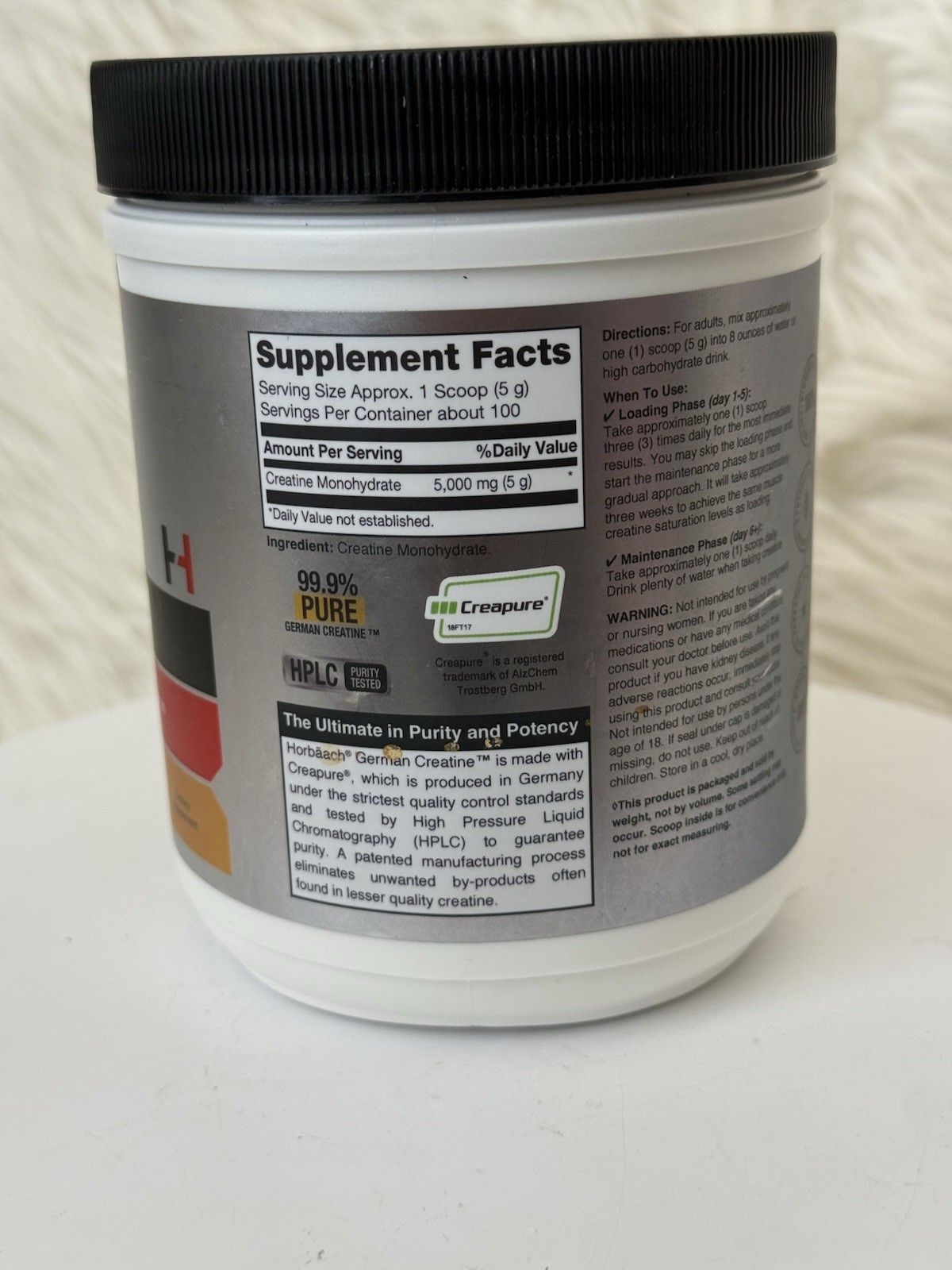 Horbäach German Creatine Powder, 1.1 LB (500 g) EXP 01/2029