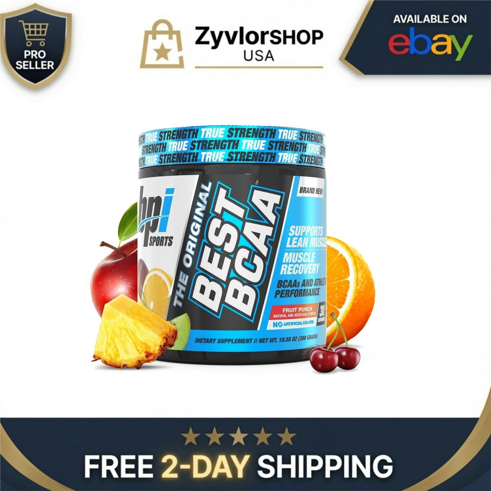 BPI Sports Best BCAA Powder – Hydration, Fruit Punch, 30 Servings