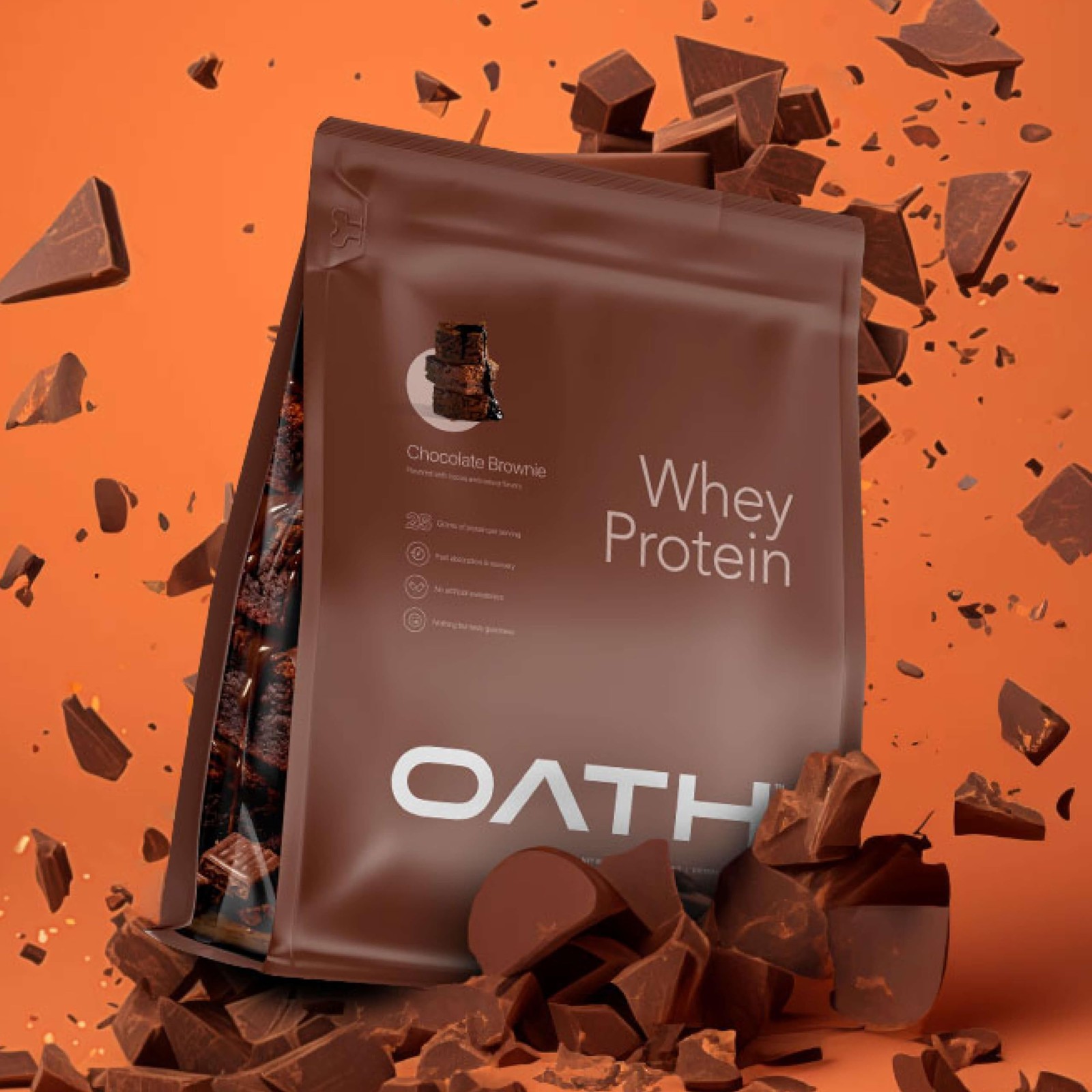 Oath Nutrition Whey Protein Powder, Chocolate Brownie, 25 Grams Protein And