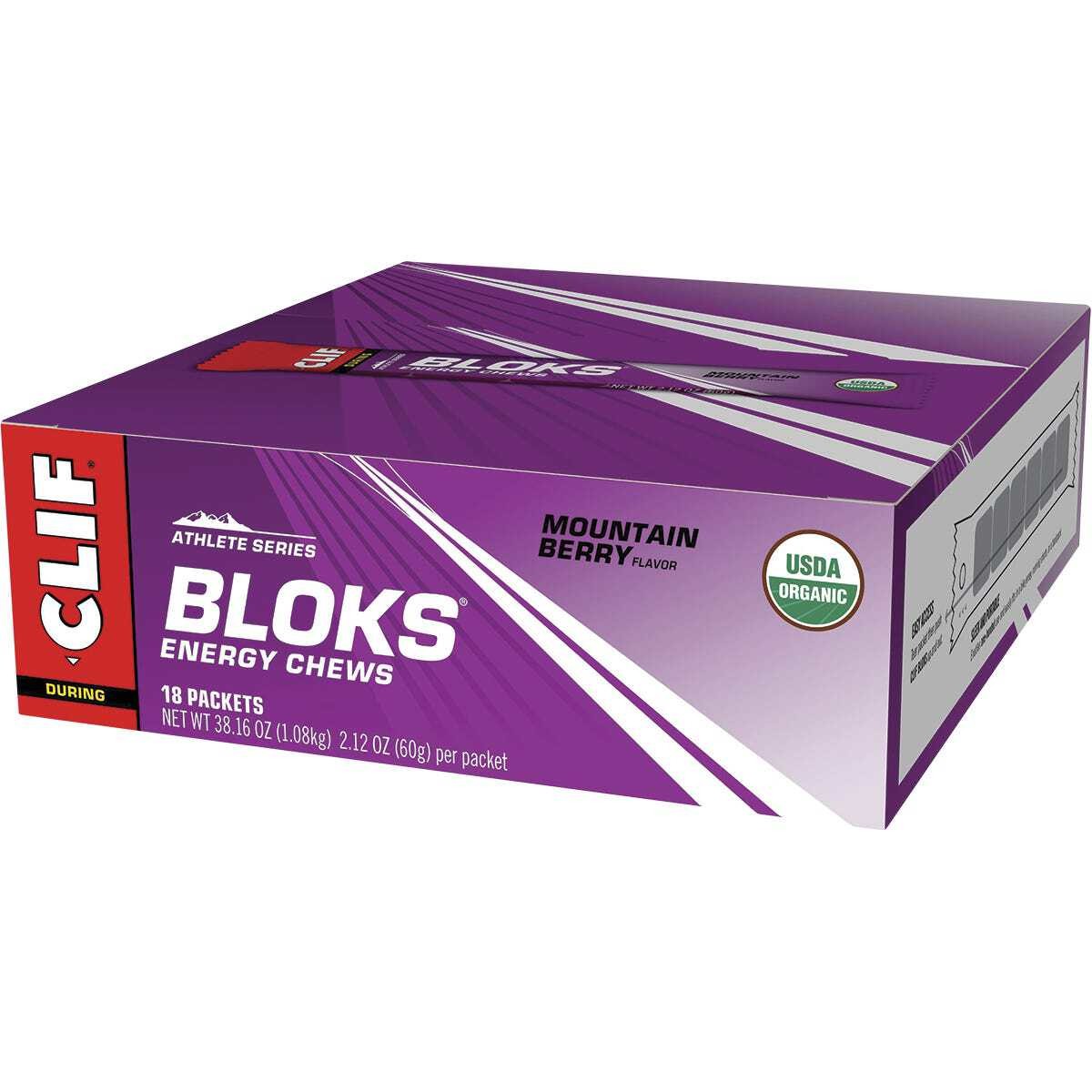 CLIF Bloks Energy Chews Mountain Berry 60g (Pack of 18)