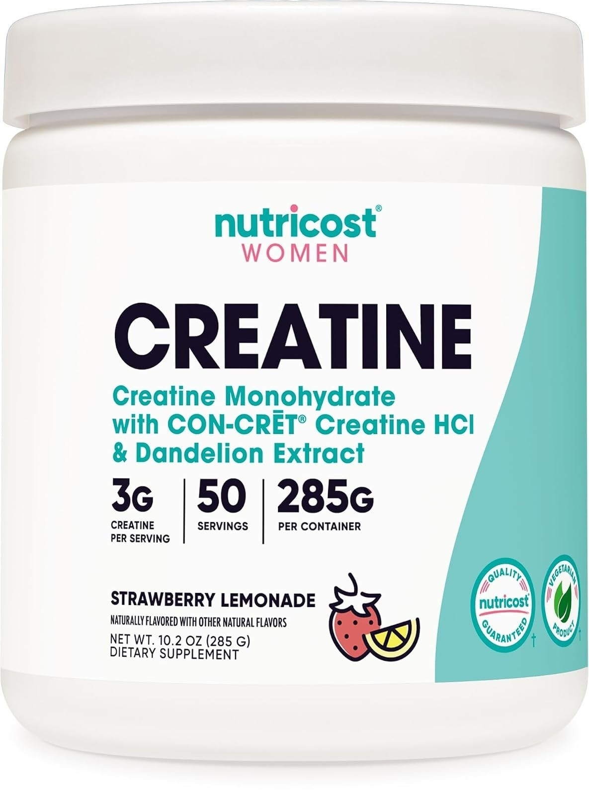 Nutricost Creatine Monohydrate Powder for Women 50 Servings Unflavored