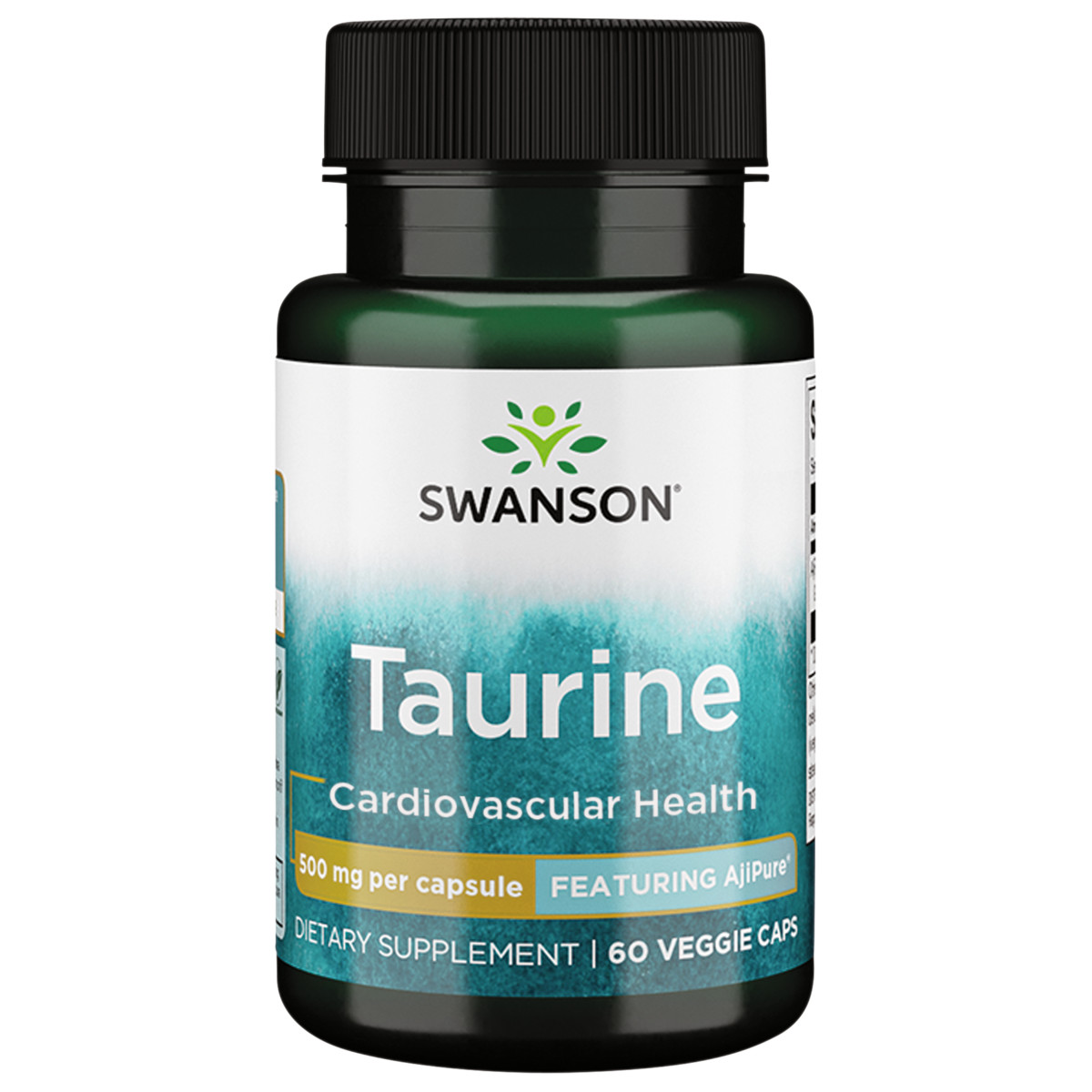 Swanson Ajipure Taurine, Pharmaceutical Grade 500 mg 60 Veggie Capsules