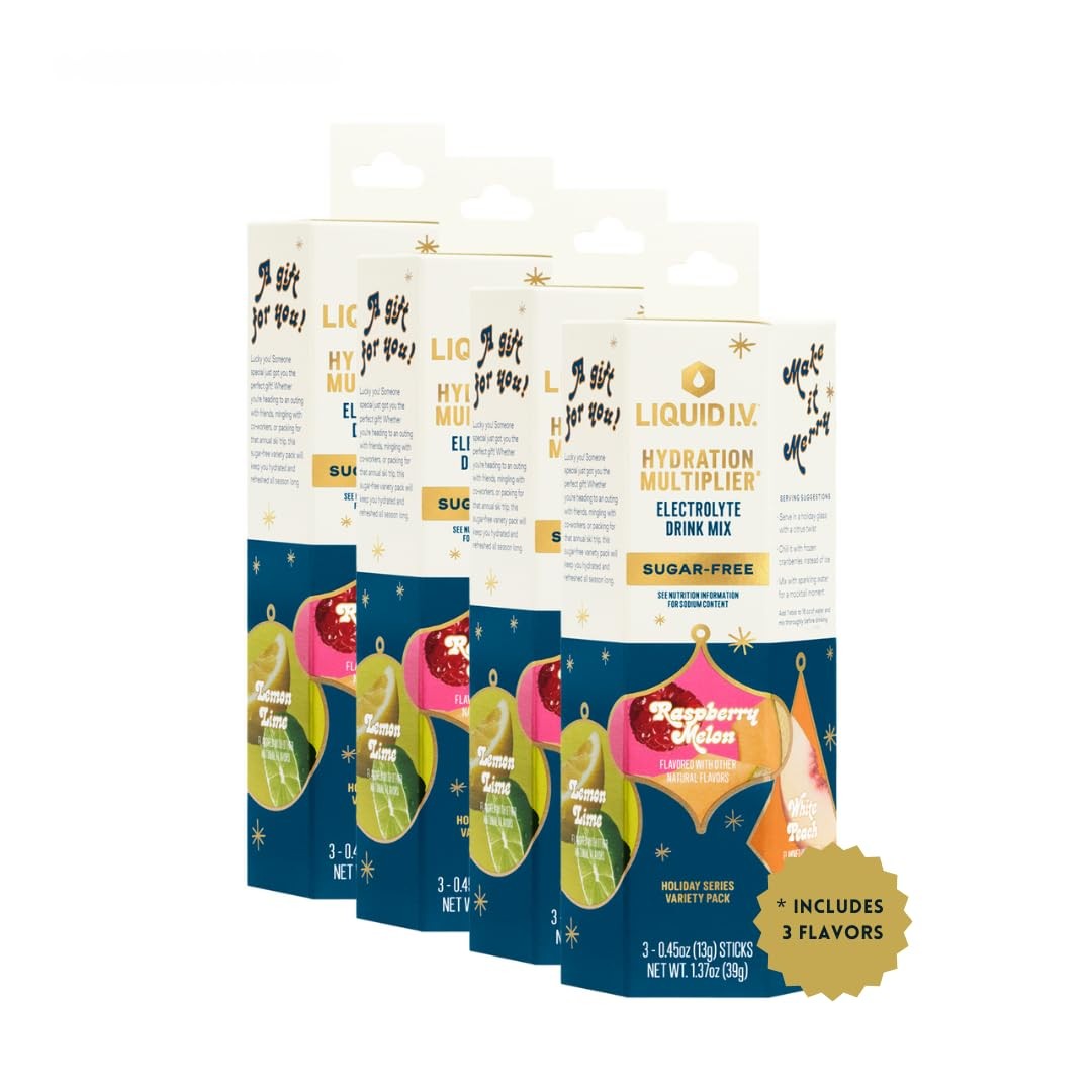 Liquid I.V. Hydration Multiplier Sugar-Free Variety Pack 4-Count Raspberry Melon