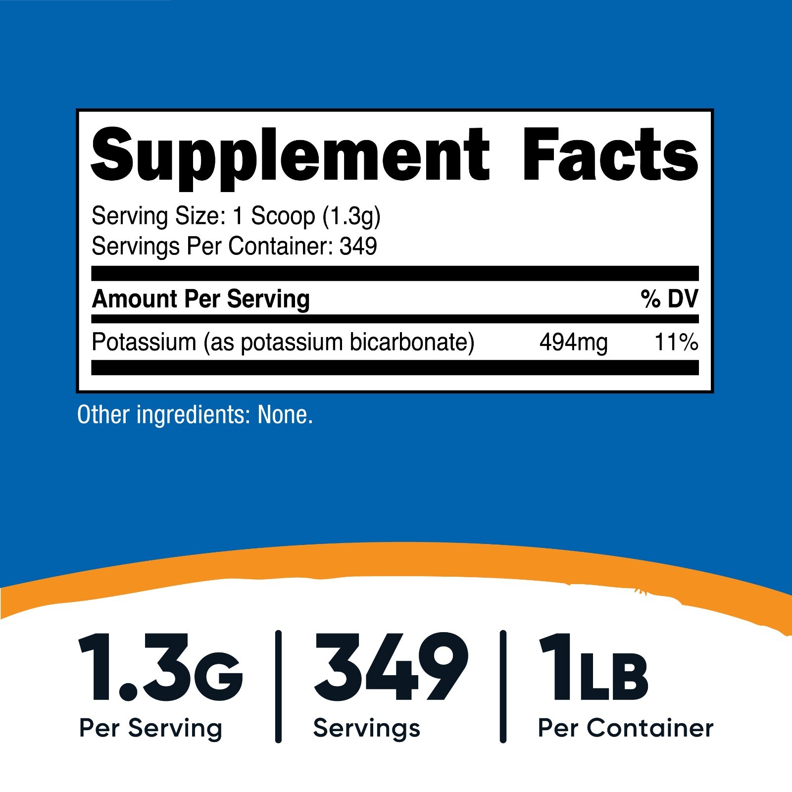 Nutricost Potassium Bicarbonate (1 LB) – 1.3G Per Serving, Non-GMO, Gluten Free