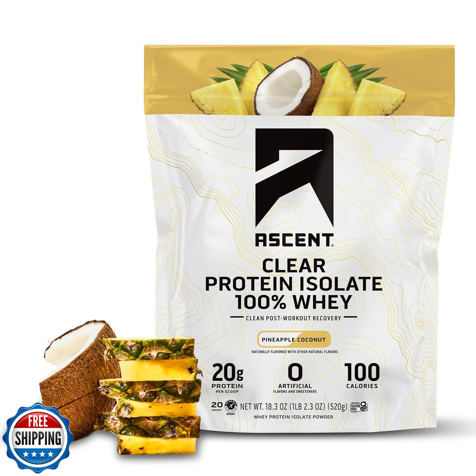 Ascent 100% Clear Whey Protein Powder – Post Workout Whey Protein Isolate, Ze