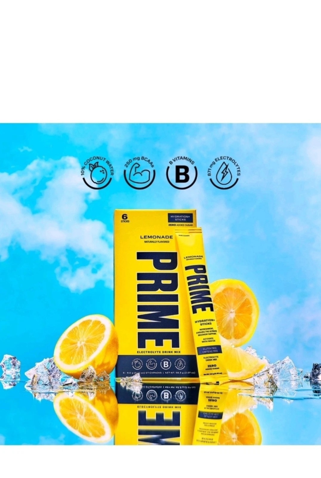 Prime Hydration Lemonade Electrolyte Drink Mix 6 stick (Lot Of 12) Boxes 72 Ct