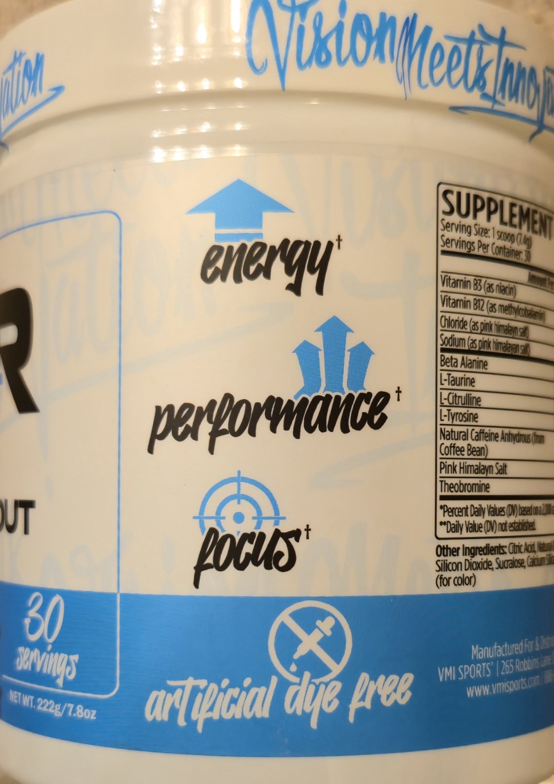 VMI Sports KXR SPORT Preworkout 8oz Size (30 Serv) BLue Shark Gum BEST BY 11/26