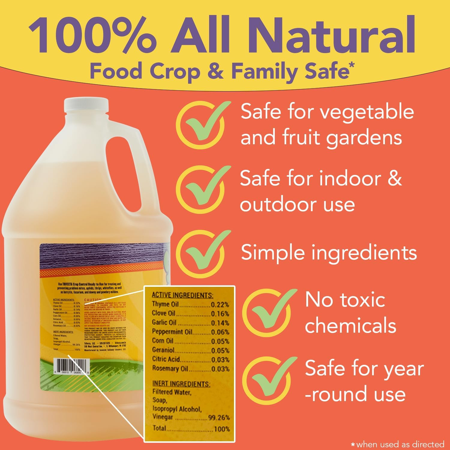 Trifecta Crop Control Insecticidal Soap for Plants | All Natural Fungicide for P