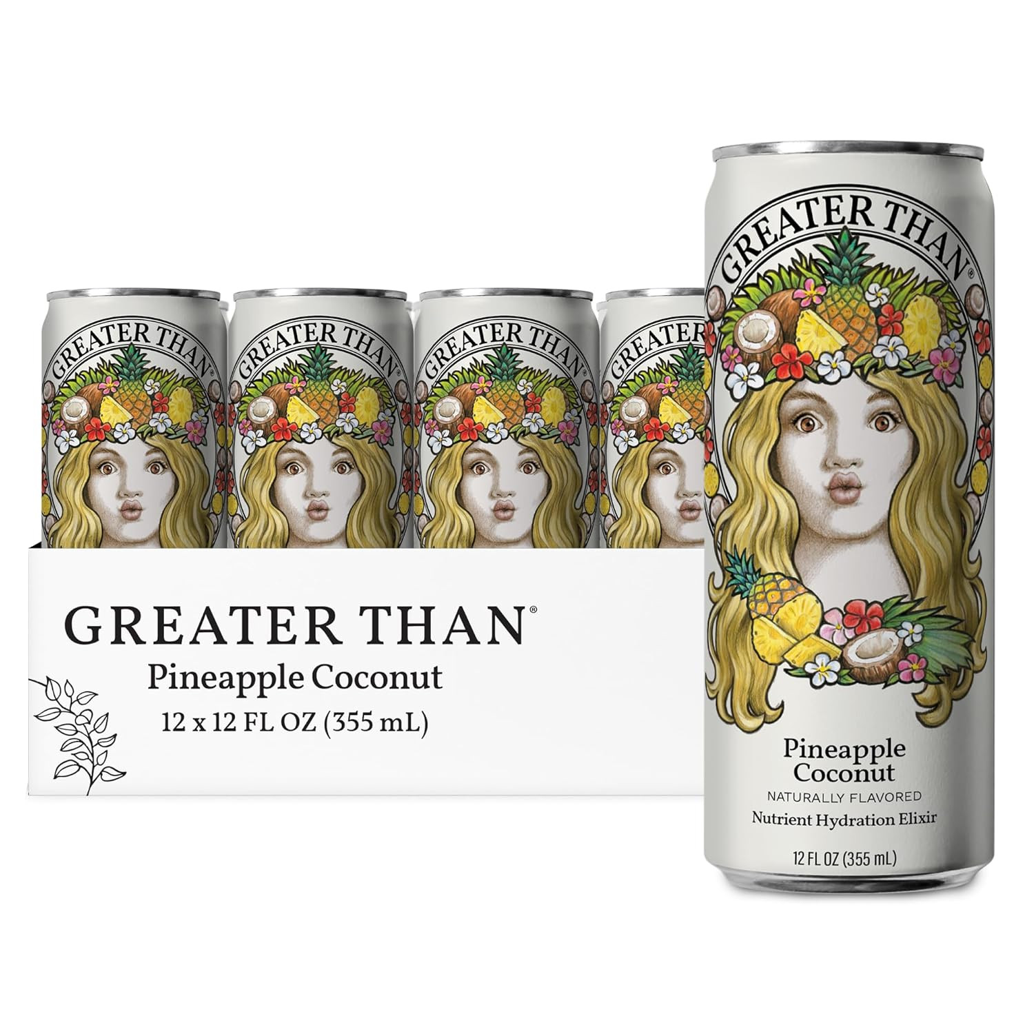 GREATER than Hydration for Her, Pineapple Coconut Electrolyte Water, 12 Pk