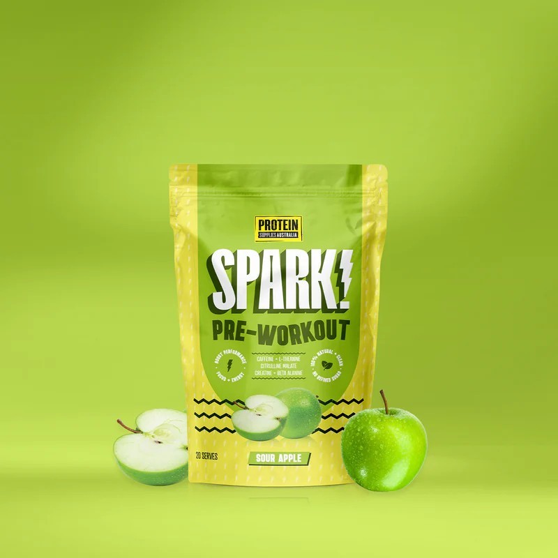 New Protein Supplies Australia Spark The Natural Pre-Workout Sour Apple 250g