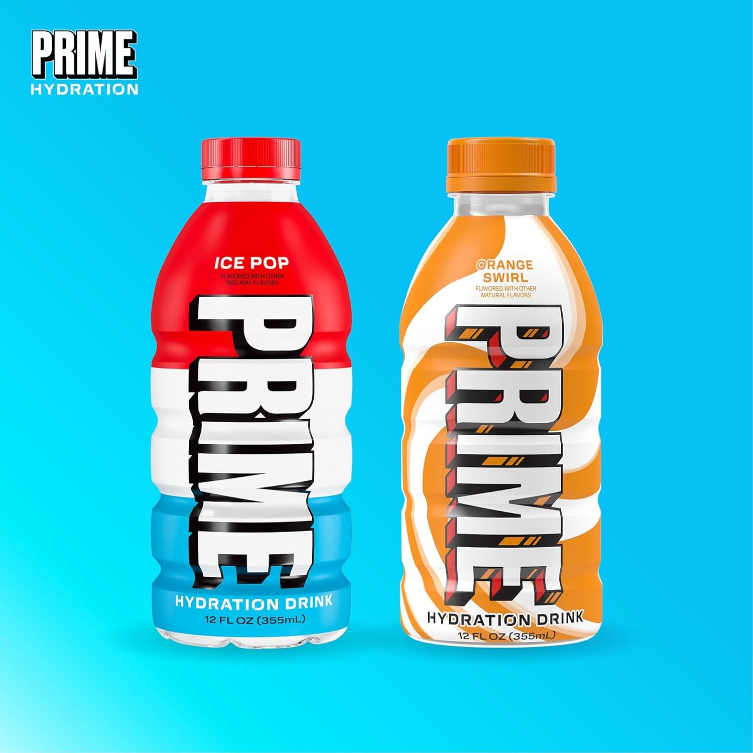 PRIME Hydration Sports Drink Ice Pop Orange Swirl Coconut Water 12oz
