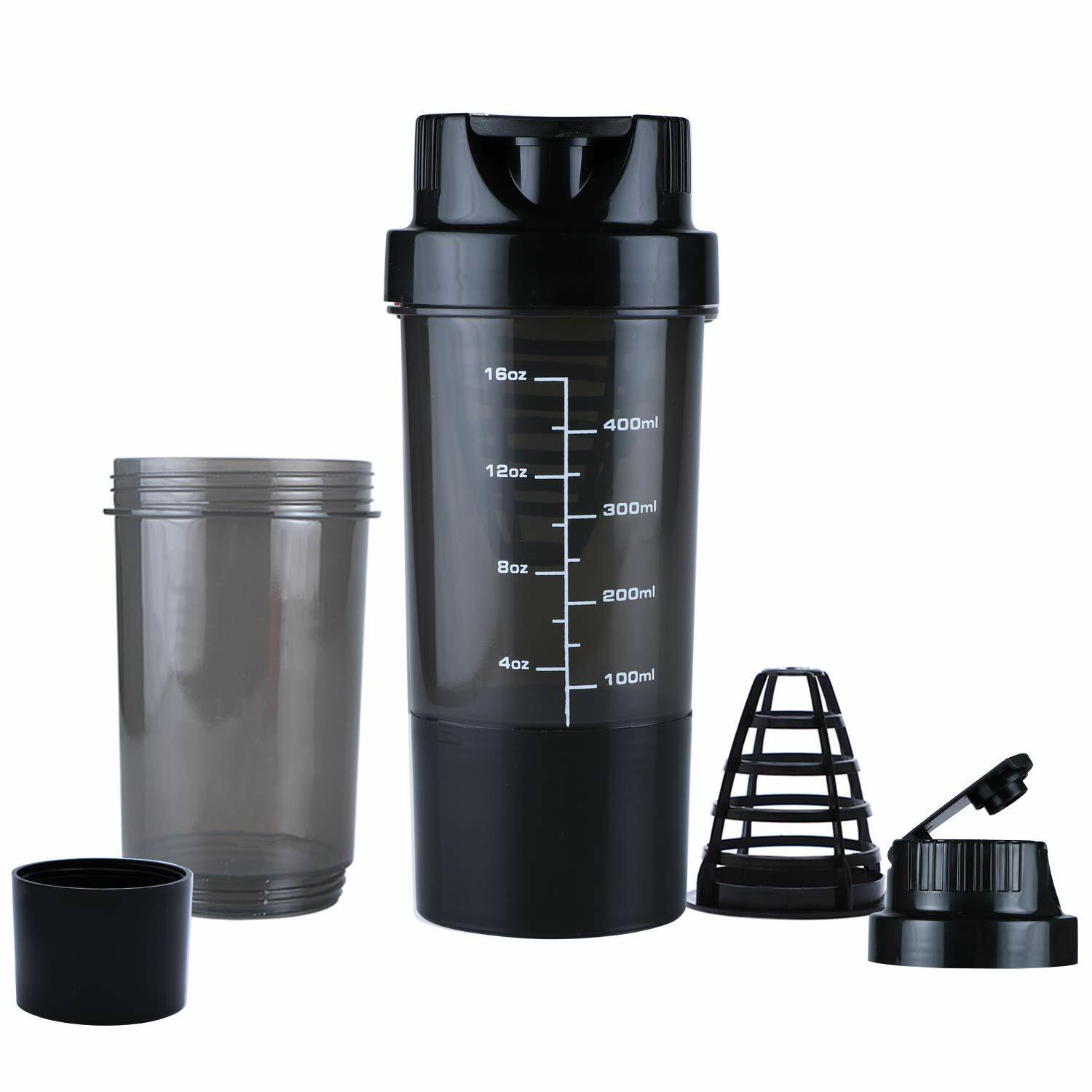 By Global International Shake Protein Shaker Sports Bottle 500 ml (Black).