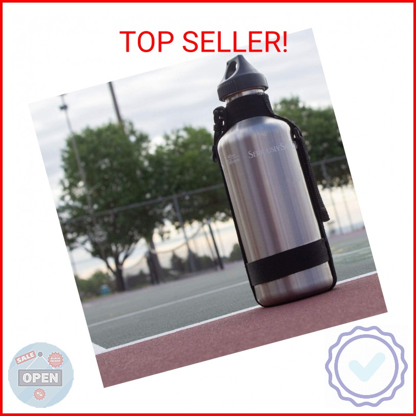 New Wave Enviro 40oz Stainless Steel Water Bottle with Durable Nylon Strap & Fli