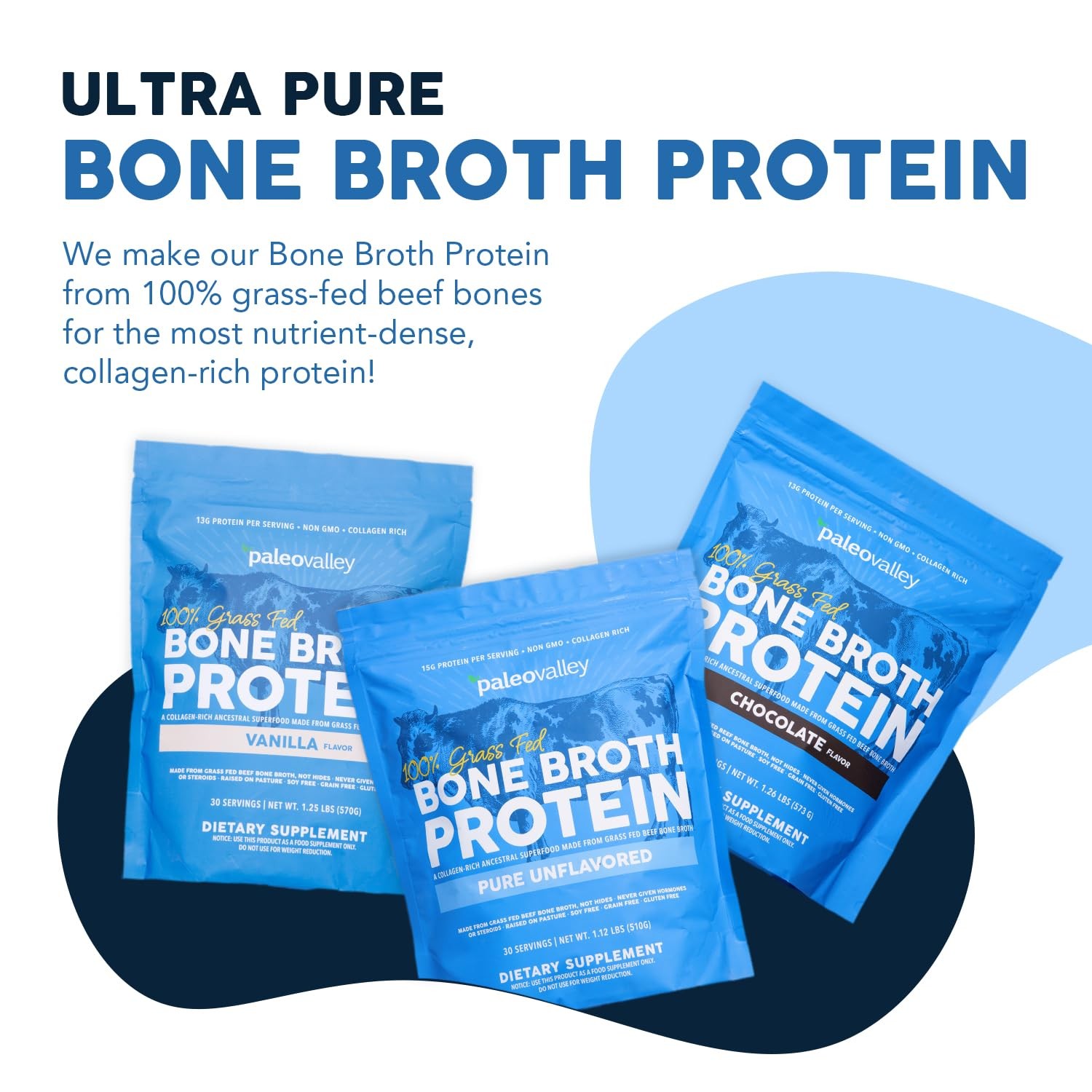 Paleovalley 100% Grass Fed Beef Bone Broth Protein 1.05 Pound (Pack of 1)