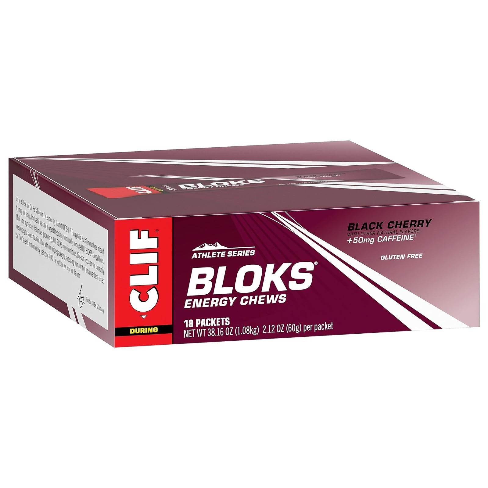 Clif Bloks Energy Chews Black Cherry Flavor 18 Packs with Caffeine
