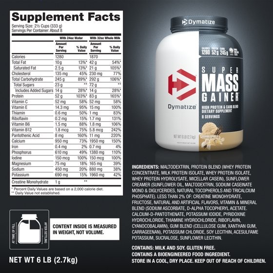 Dymatize Super Mass Gainer Protein Powder Gourmet Vanilla 6 lbs 52g Protein New