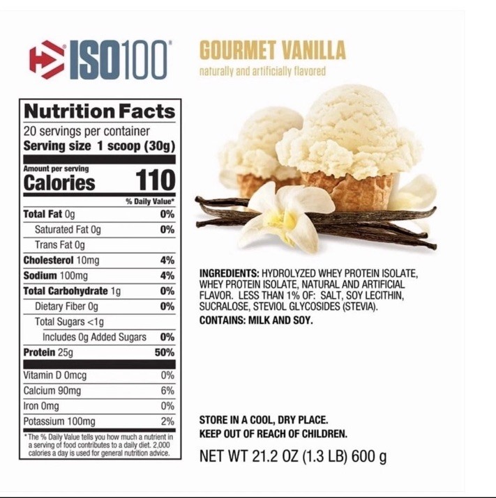 ISO100® Hydrolyzed, 100% Whey Protein Isolate, Gourmet Vanilla, 1.34 lb (610 g)
