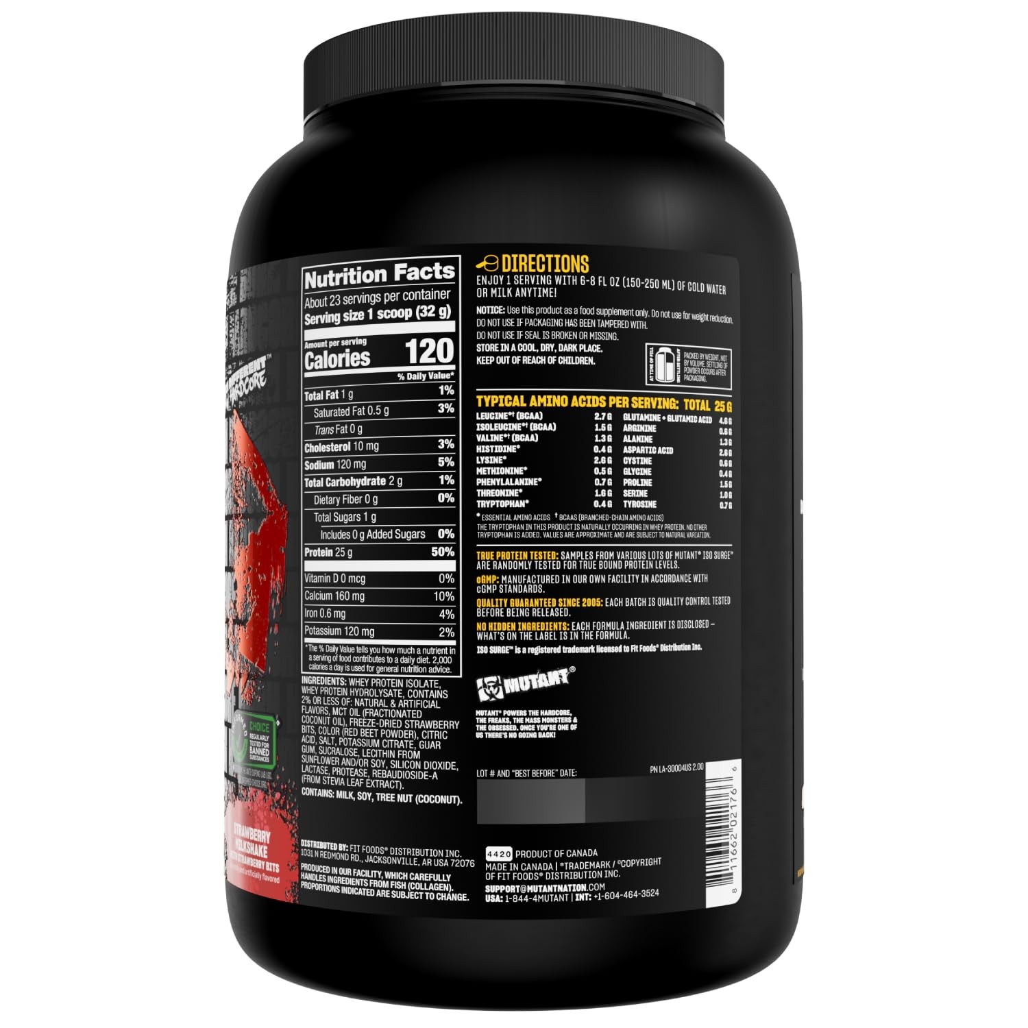 Mutant Whey Protein Powder 1.6Lb 25G Protein Fast Absorption Gourmet Flavors