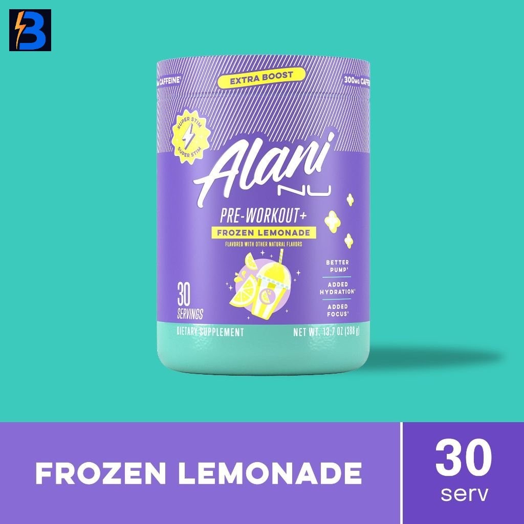 Alani Nu Pre Workout+ Powder – Frozen Lemonade, 13.7oz, Exp. 11/27