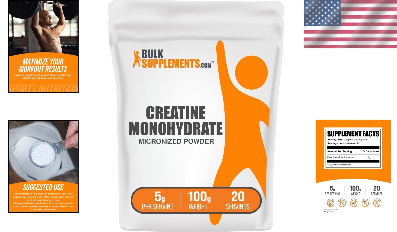 Pure Micronized Creatine Monohydrate Powder – 5g Unflavored Supplement