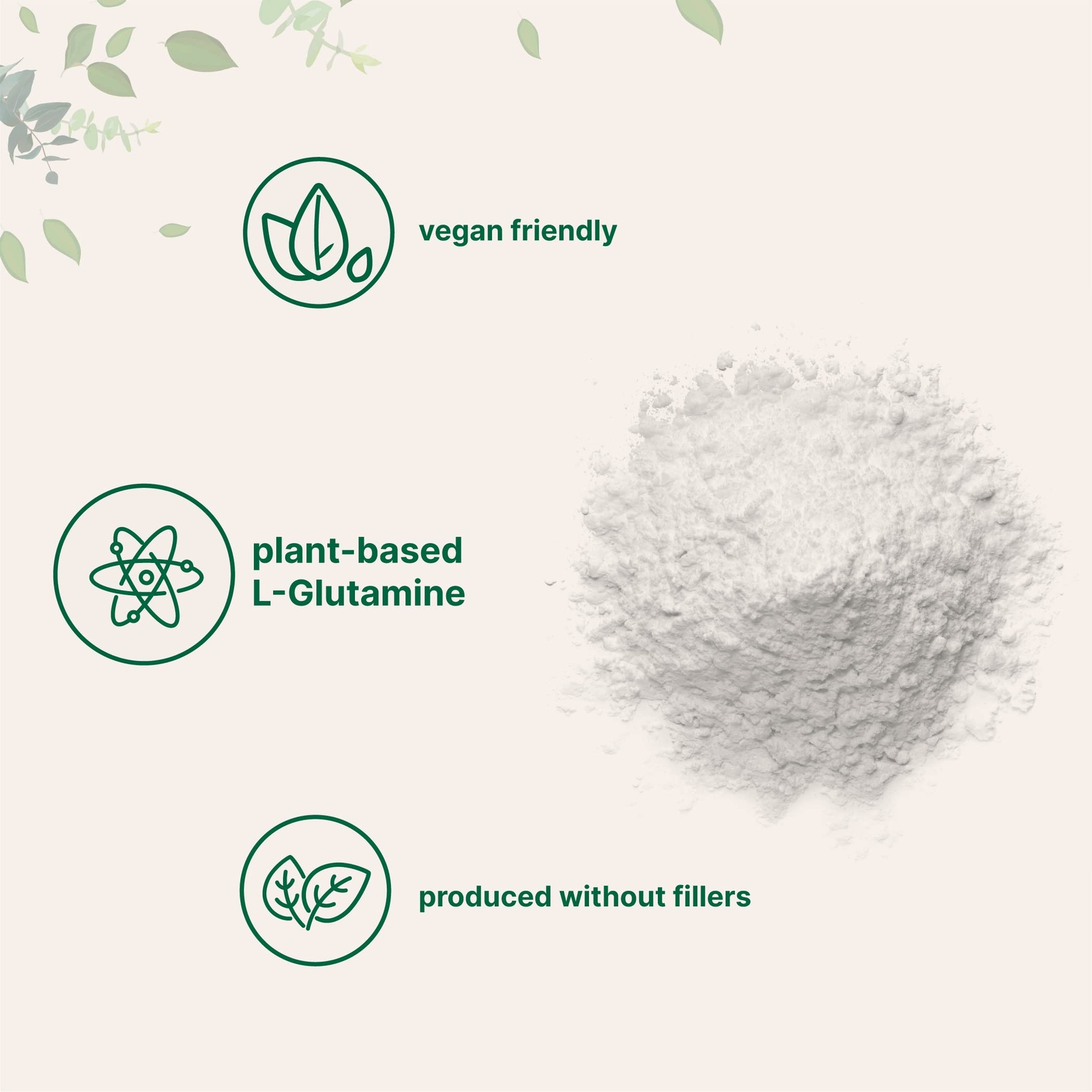 L-Glutamine Powder 1Kg Pure Free Form Vegan Non-GMO for Muscle Recovery