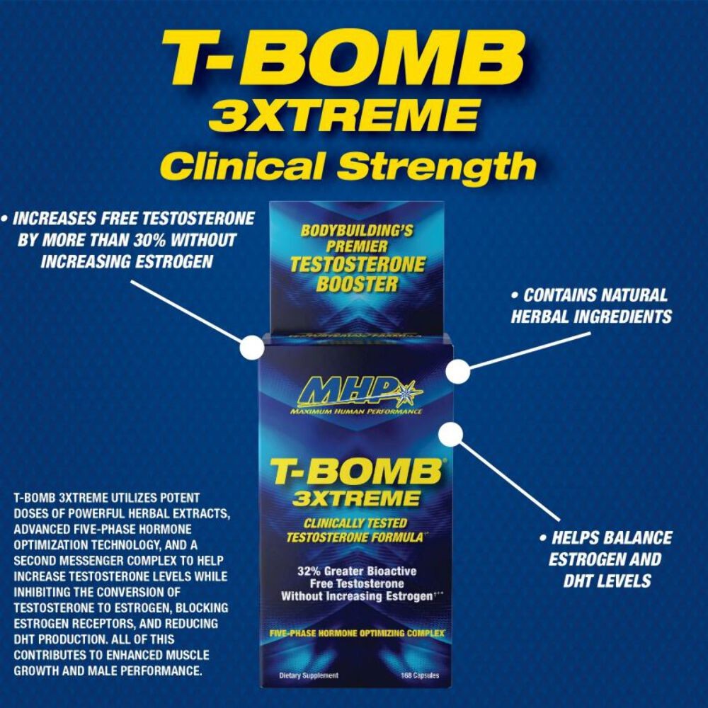 MHP T-Bomb 3Xtreme w/FREE Test-abol, Test Booster, Lean Muscle